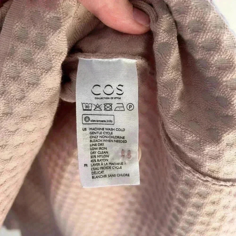 Cos Textured Dot Flowy Button Down Knit Crew Neck… - image 7